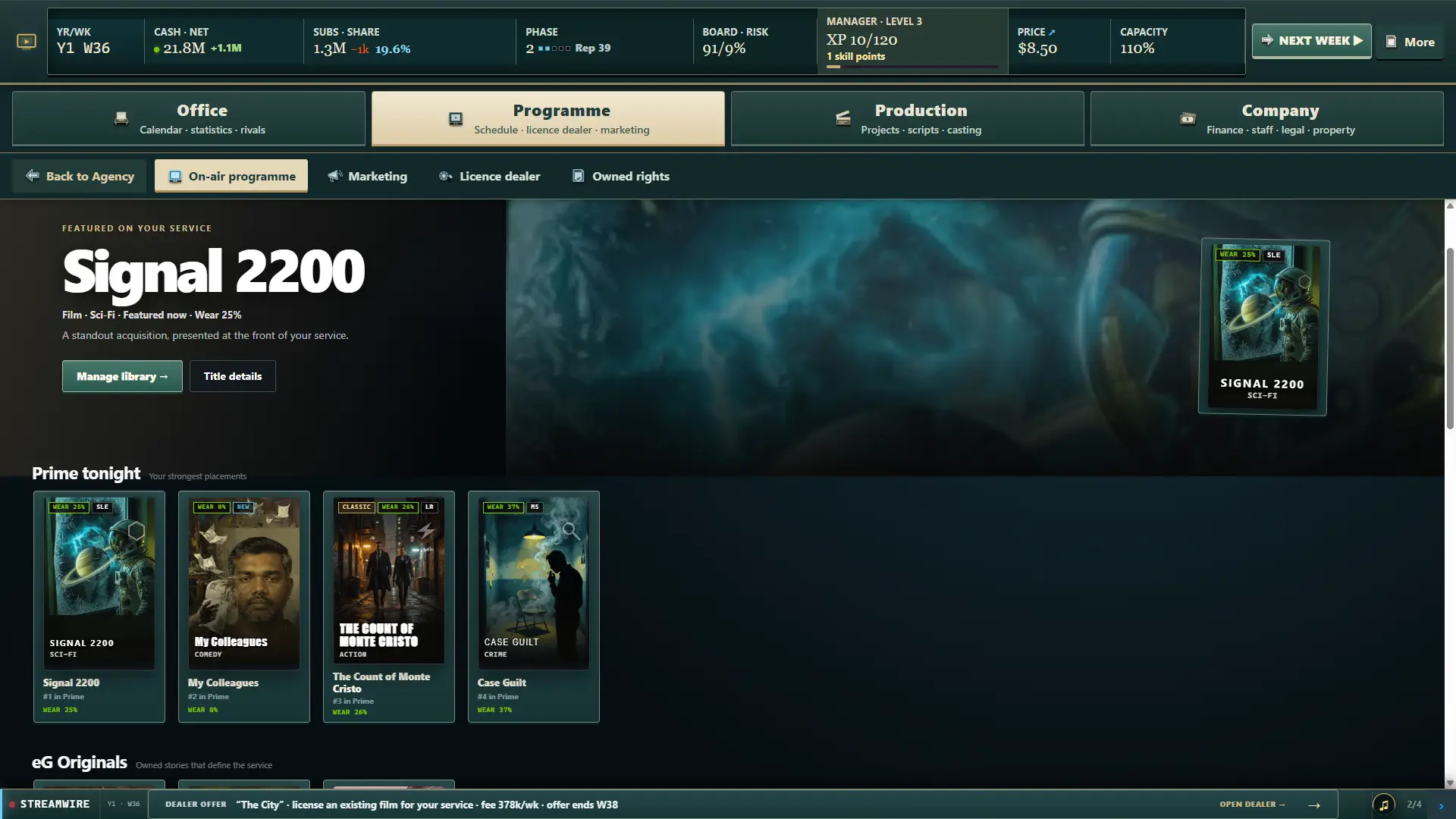 Catalogue page of your streaming service with a featured film and the prime-time row